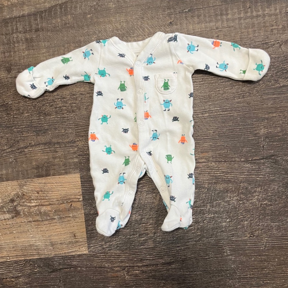 Carter's‎ Monster Print Footed Pajamas One Piece Preemie